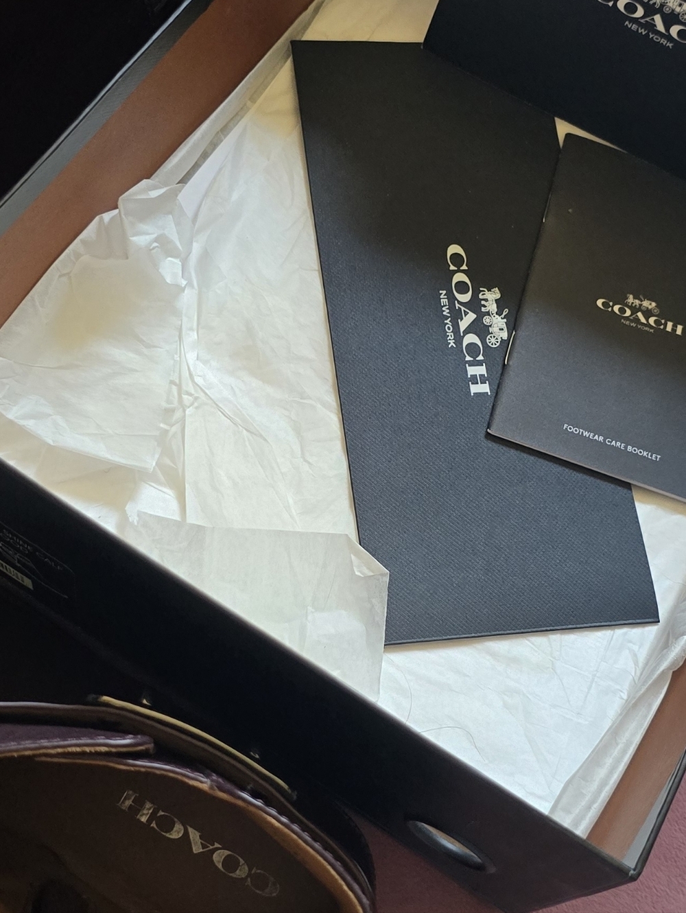 Coach Coleen Soft Shine Calf Warm Oxblood Leather Boots Brown Size 8 NIB - Picture 8 of 8